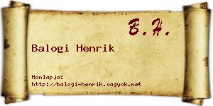 Balogi Henrik névjegykártya